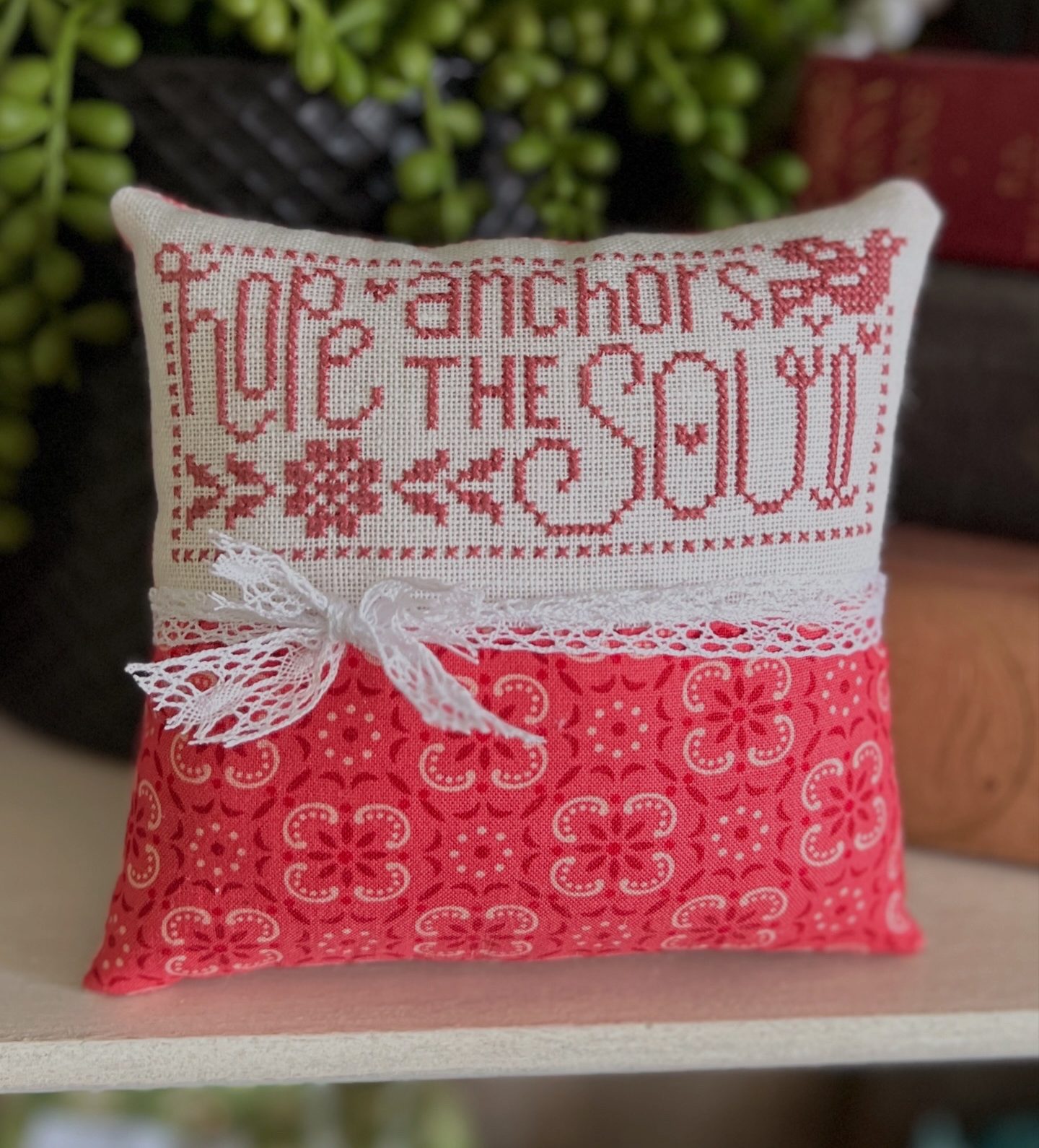 Hope Anchors the Soul by Primrose Cottage Stitches | Pillow Cross Stitch Finish