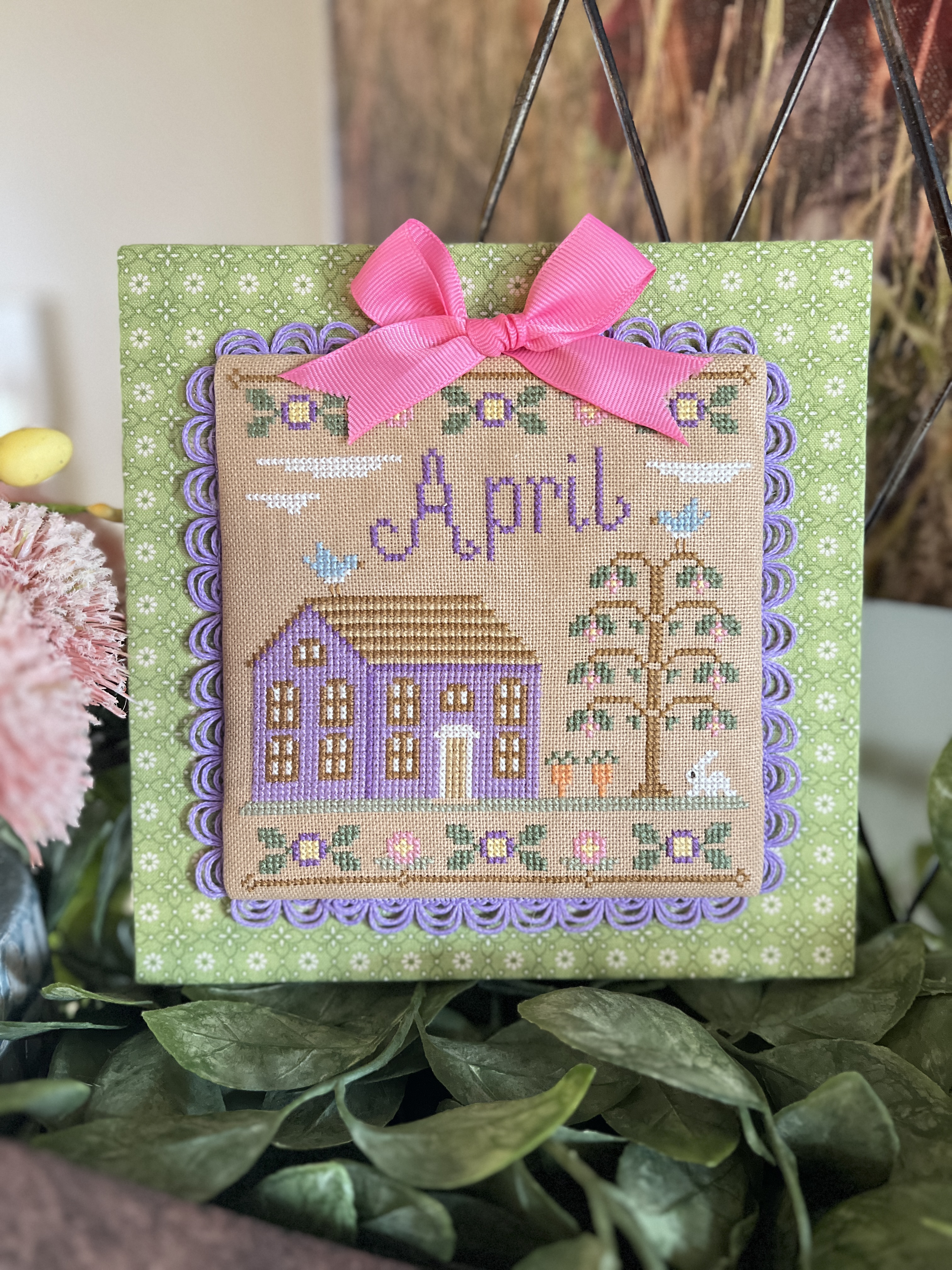 April Cottage of the Month by Country Cottage Needleworks | Flat Cross Stitch Finish