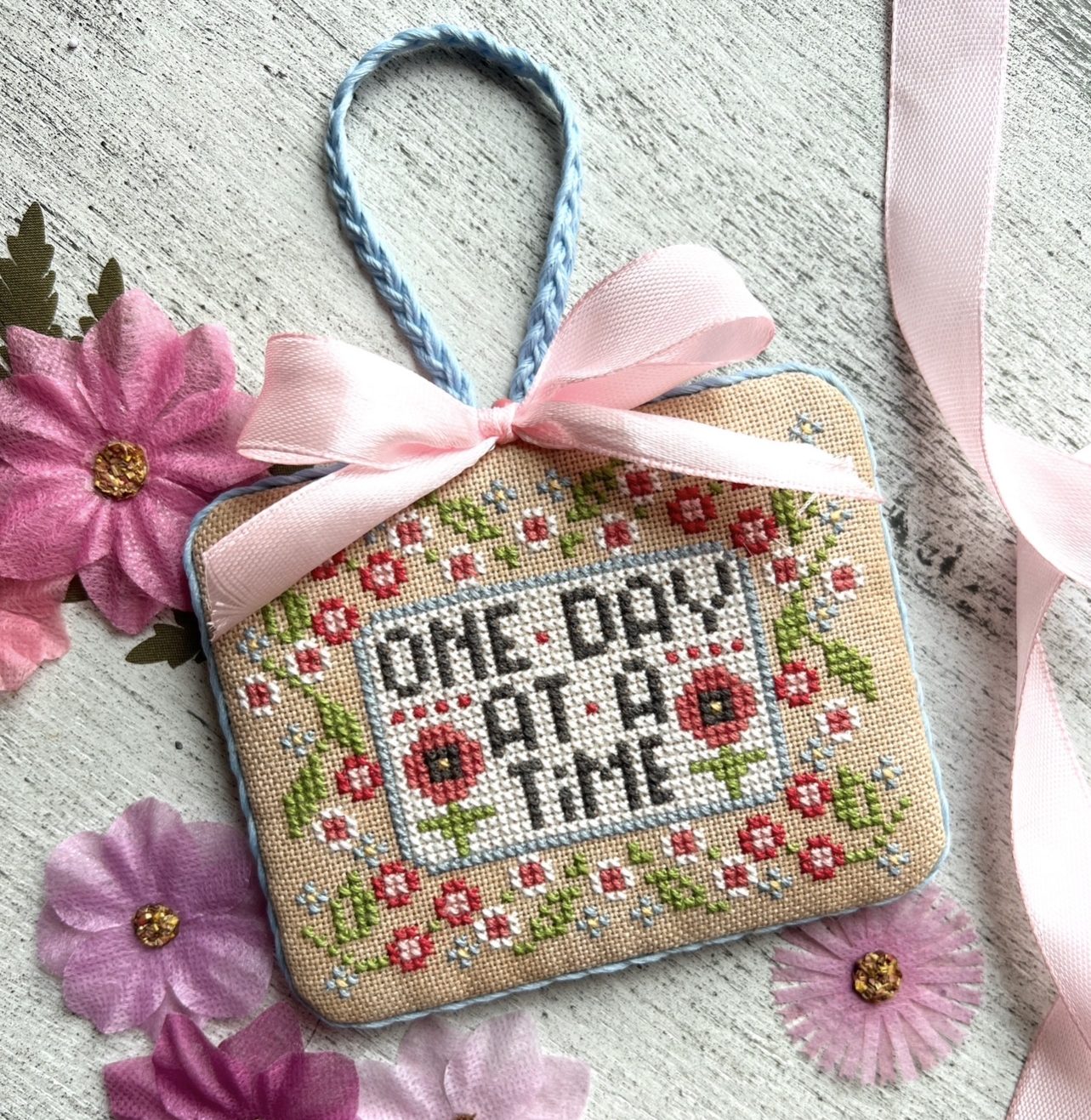 One Day At A Time by Stitching With the Housewives | Ornament Cross Stitch Finish