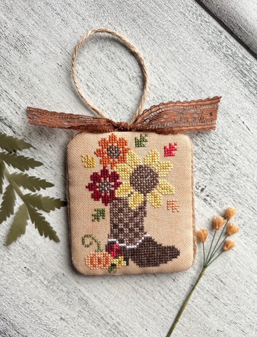 Sunflower Cowboy Boot Bouquet by Cross Stitch Kim | Ornament Cross Stitch Finish